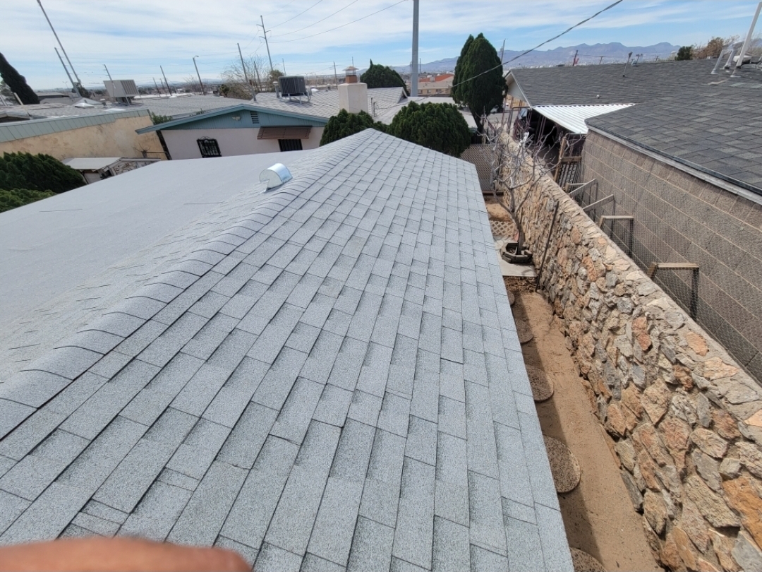 Side view of new roof installation